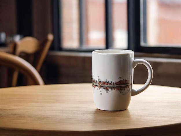 Maqueta de taza de café en una mesa