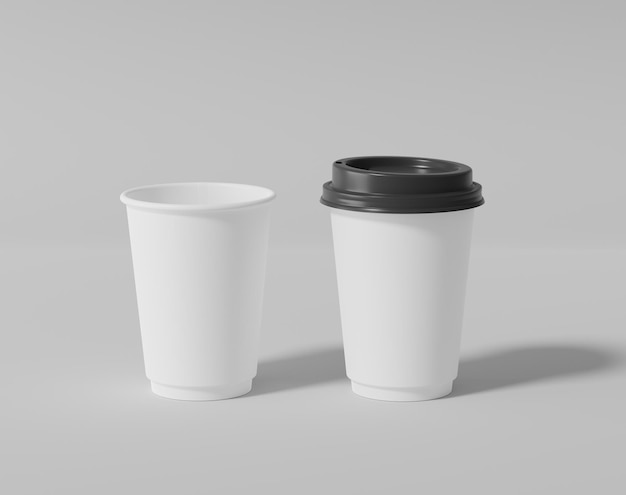 Maqueta de taza de café de papel blanco Paquete redondo realista