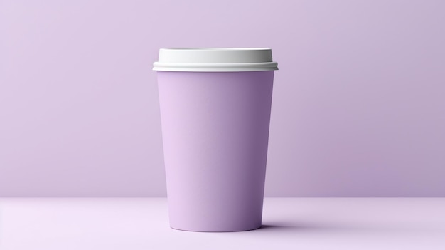Maqueta de taza de café de papel morado pastel