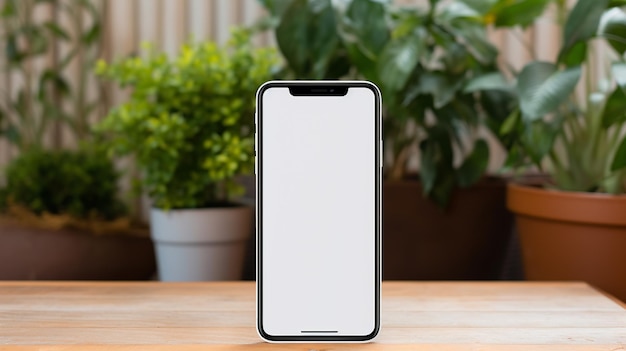 Foto maqueta de teléfono inteligente con pantalla blanca
