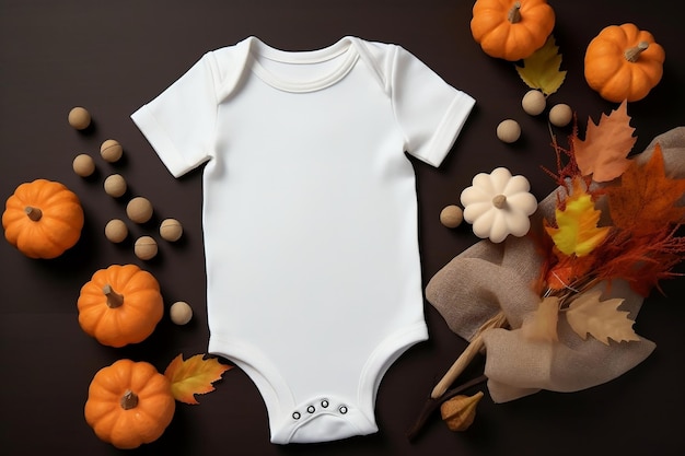 Maqueta de traje de bebé blanco para niña o niño IA generativa