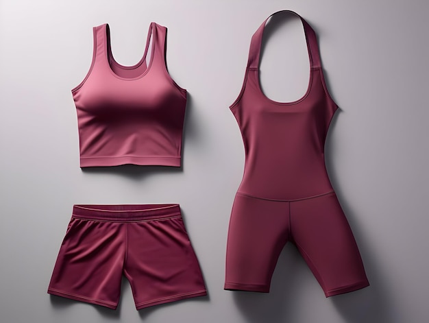 Maqueta de traje de fitness para mujeres 3D Maquita de traje de fitnes para mujeres Maqueta de traje de gimnasia y deporte
