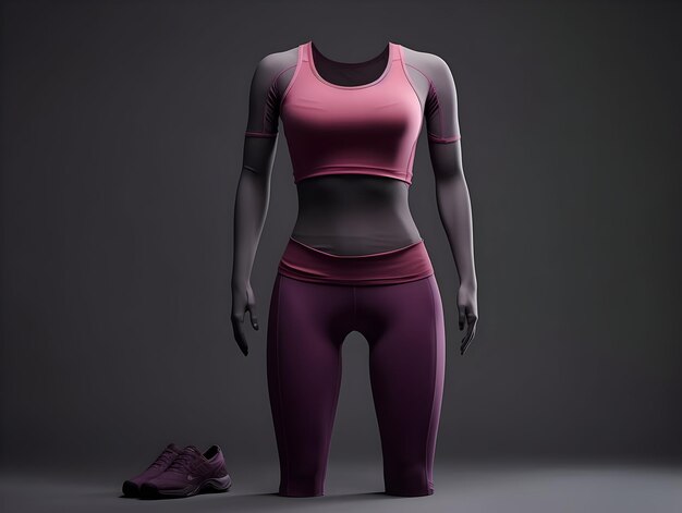 Foto maqueta de traje de fitness para mujeres 3d maquita de traje de fitnes para mujeres maqueta de traje de gimnasia y deporte