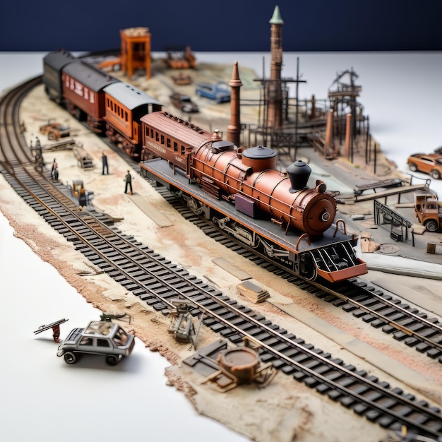 Maqueta de tren en la mesa