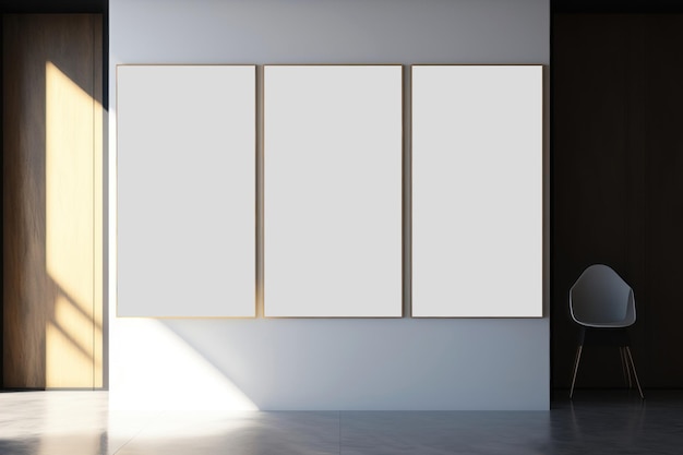 Una maqueta de las tres pinturas en blanco en la generación de IA interior