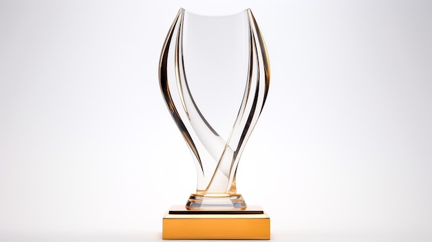 Maqueta de trofeo de acrílico de vidrio en blanco aislado sobre un fondo blanco