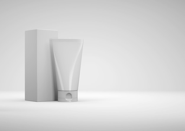 Maqueta de tubo de crema y render 3d de caja