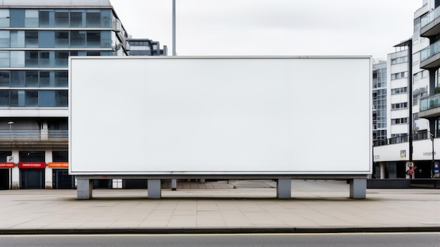 maqueta Una valla publicitaria en blanco simulada de la arquitectura urbana en el fondo