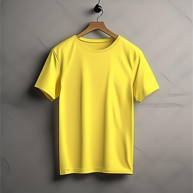 Maqueta de vestido de moda camiseta amarilla en blanco