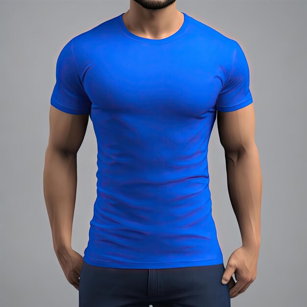 Maqueta de vista delantera del modelo de camiseta azul por defecto