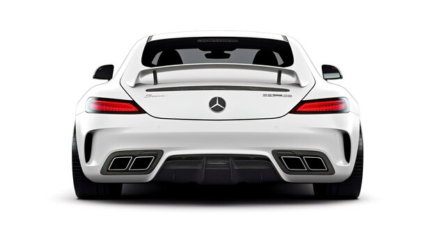 Foto maqueta de la vista trasera del mercedes-benz sls de color blanco sencillo