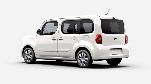 Foto maqueta de la vista trasera del nissan cube de color blanco sencillo