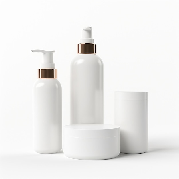 Maquetas de envases cosméticos fondo blanco.