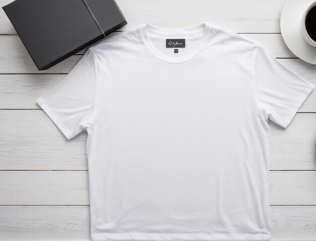 maquete de camiseta blanca con espacio de copia en un fondo simple