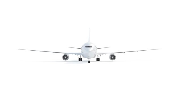 Foto maquete de avião branco. cockpit de nariz em avião mokc up. modelo de aerobus aéreo com cabine de tripulação.