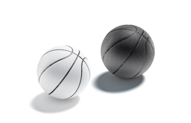 Maquete de bola de basquete de borracha em branco e preto. maquete de basquete com esfera texturizada vazia.