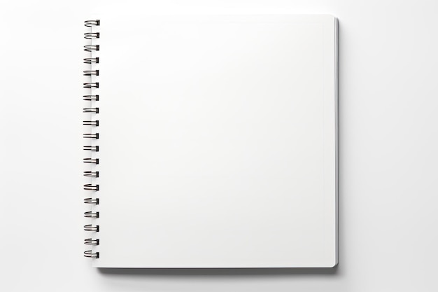 maquete de caderno aberto em branco sobre fundo branco