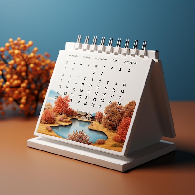 maquete de calendário de mesa fundo simples