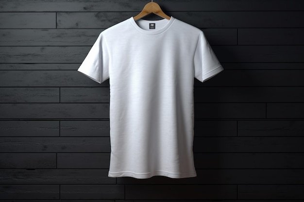 Maquete de camiseta branca em branco na renderização em 3d de fundo preto
