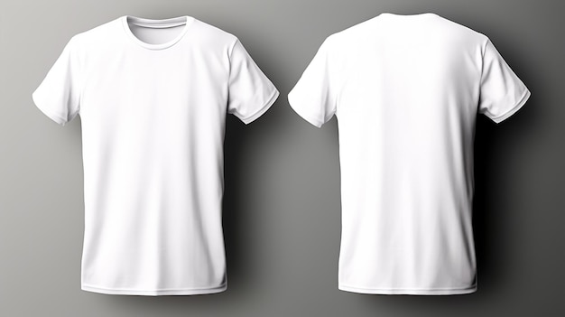 Maquete de camiseta branca em branco vista frontal e traseira