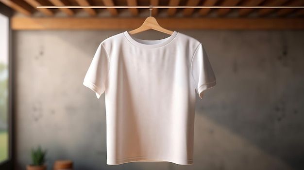 Maquete de camiseta branca pendurada em branco Generative AI