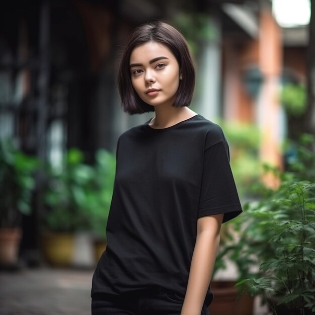 Maquete de camiseta com menino e menina mulher e homem