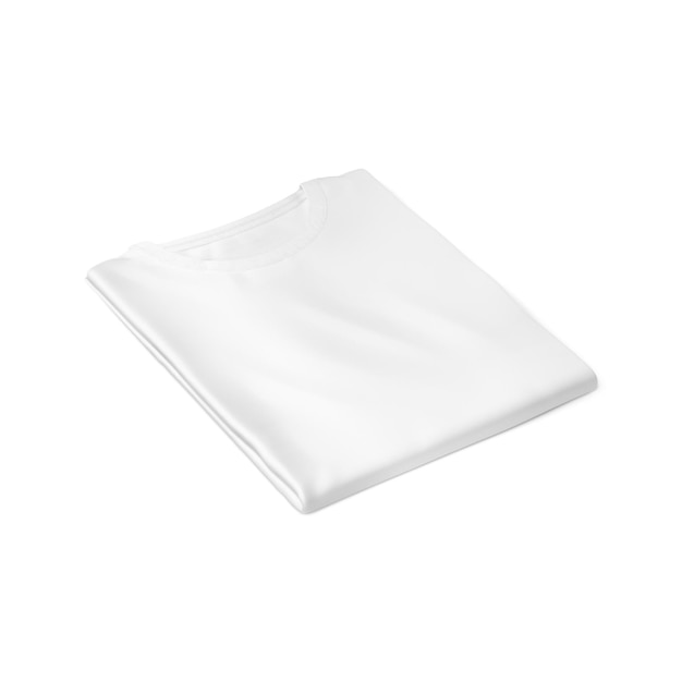 Maquete de camiseta dobrada em branco isolada em um fundo branco