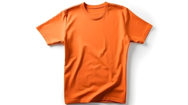 Foto maquete de camiseta laranja em fundo branco com copyspace