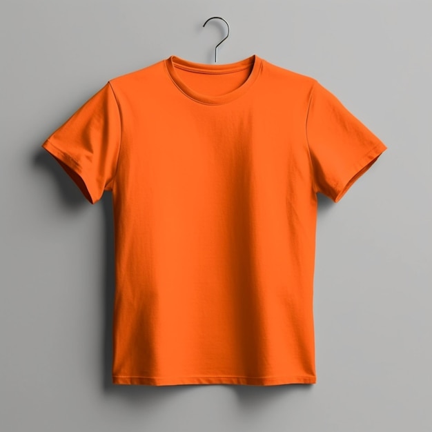 Maquete de camiseta laranja em fundo liso dinâmico Conjunto de maquete de camiseta Frente de maquete de camiseta laranja