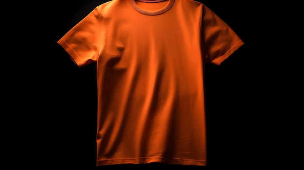 Foto maquete de camiseta laranja em fundo preto com copyspace