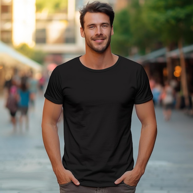 Maquete de camiseta masculina ajuste padrão