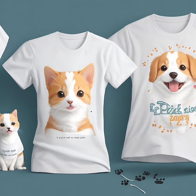 Foto maquete de camiseta para um clube de amantes de animais de estimação incorporando estampas fofas de patas e um design divertido com tema de animais de estimação