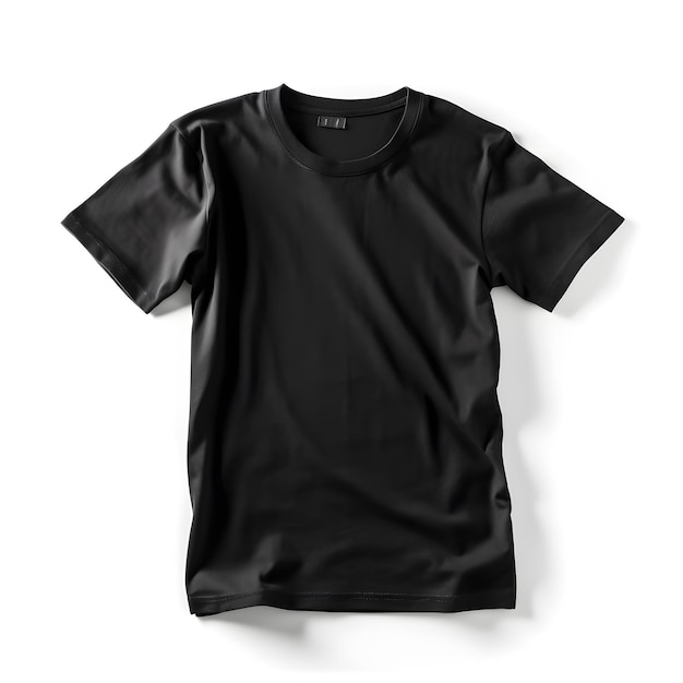 Maquete de camiseta preta em branco perto de camiseta preta em fundo branco generativo ai