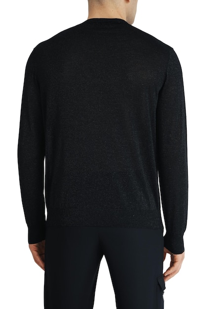Maquete de camiseta preta masculina modelo de design espaço de cópia de maquete