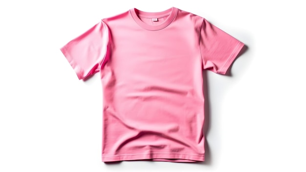 Maquete de camiseta rosa em fundo branco com copyspace
