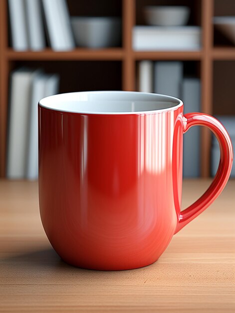 Maquete de caneca copo cerâmica bebida café maquete vermelho em branco produto empresa rótulo comercial