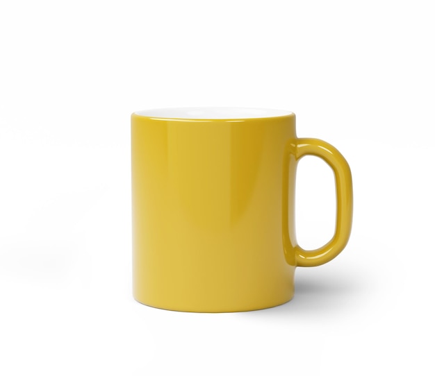 Maquete de caneca de café branco, copo branco, renderização em 3d