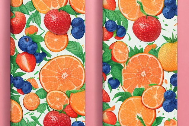 Maquete de capa flexível para smartphone com tema de frutas gerada por IA