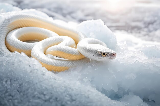 Maquete de close-up de Frozen Wilderness Reverie de cobra branca em elegância antártica