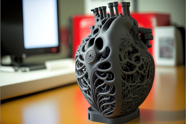 Maquete de coração estilo steampunk Válvula de bomba músculo motor vida arte ilustração de alta resolução AI
