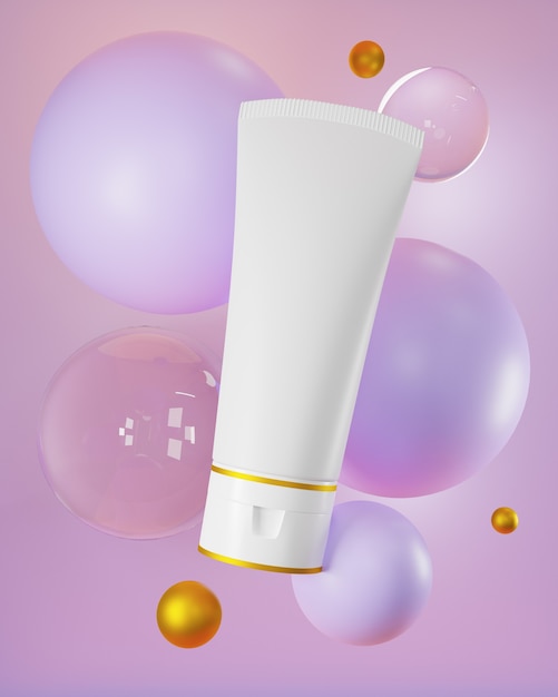 Maquete de cosméticos 3D para promoção Produto para banner de anúncios