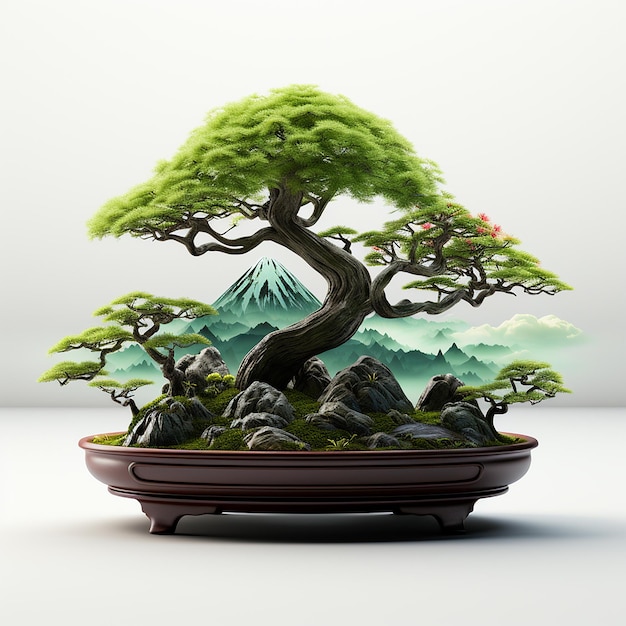 Maquete de desfoque de fundo simples Bonsai Shunkaen