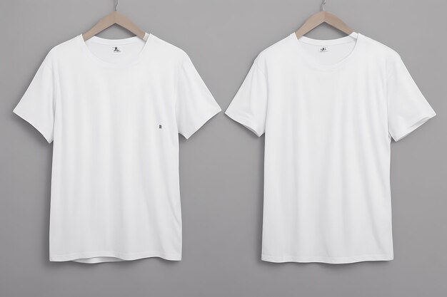Maquete de design de camiseta branca e fundo cinza e maquete de camiseta branca