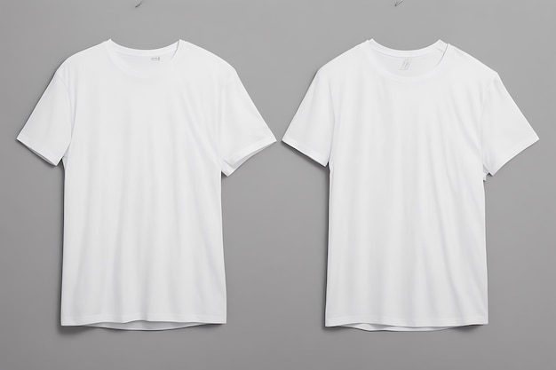 Maquete de design de camiseta branca e fundo cinza e maquete de camiseta branca