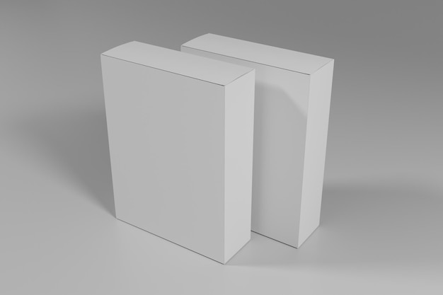 Maquete de embalagem de caixa em branco branca na renderização em 3d