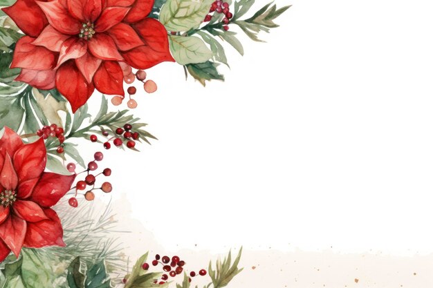 Maquete de espaço para cópia em aquarela com borda de flor de Natal