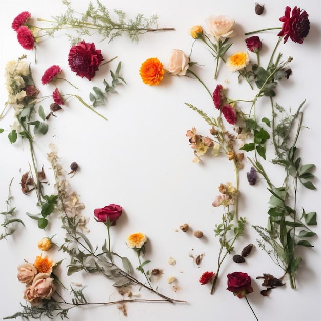 Maquete de flor de natureza mínima verão branco primavera isolado fundo floral folha generativa AI