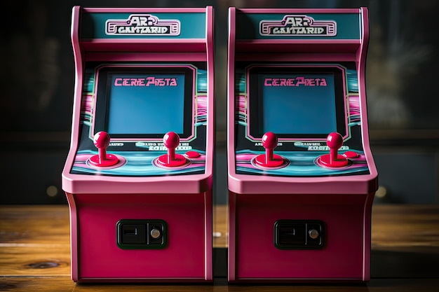 Maquete de gabinete de arcade retrô preto para dois jogadores com botões brancos