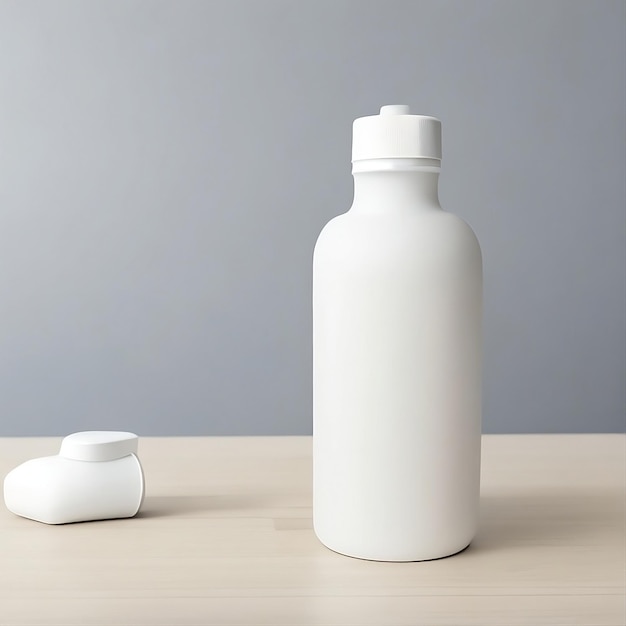 maquete de garrafa branca para shampoo, cosméticos e remédios com fundo