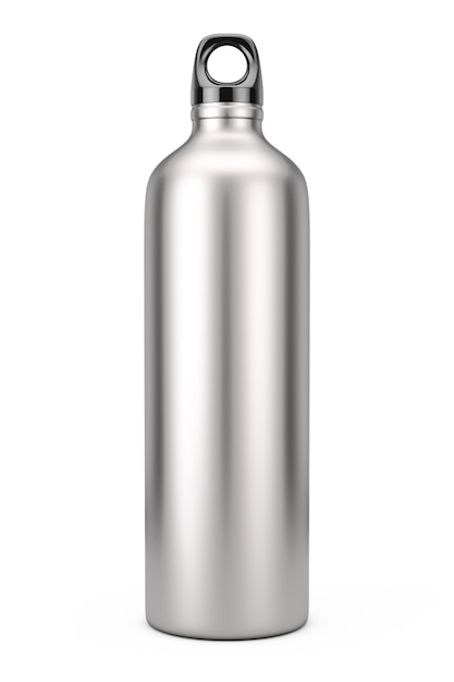 Maquete de garrafa de esporte de água de bicicleta de alumínio em um fundo branco. Renderização 3D